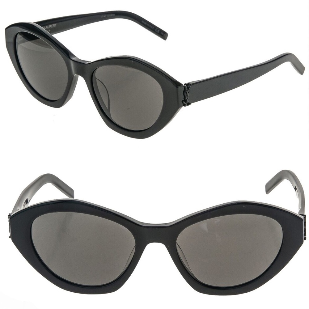 SAINT LAURENT MONOGRAM YSL SL M60 001 Black Classic Logo Butterfly Sunglasses